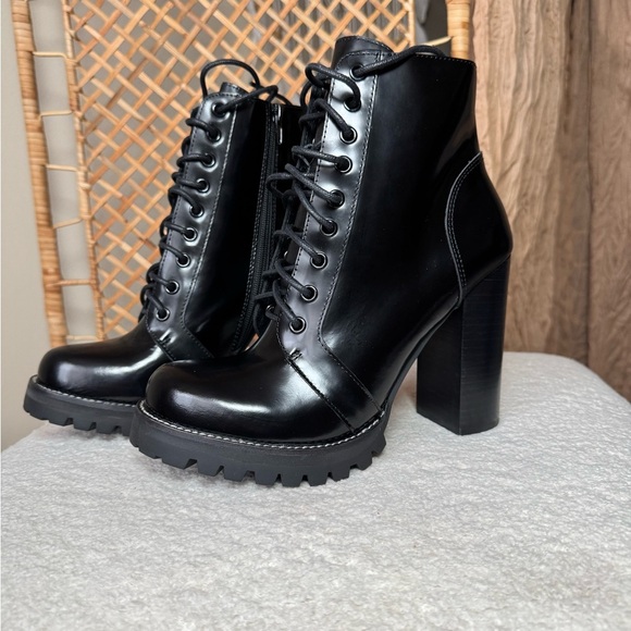 Jeffrey Campbell Black Leather Boots - Picture 1 of 16